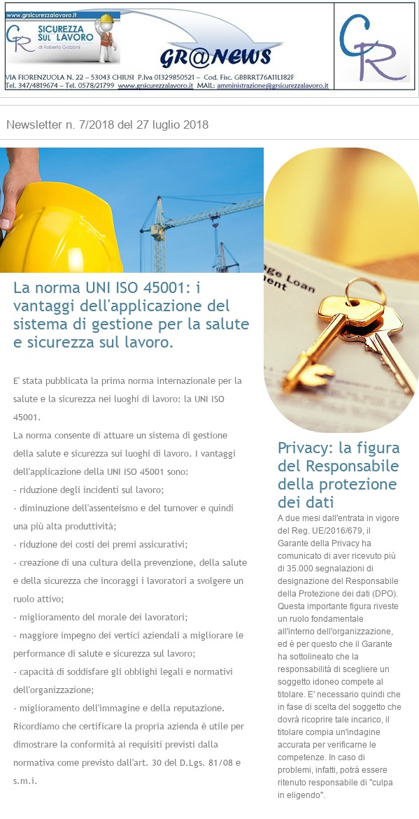 newsletter luglio 2018