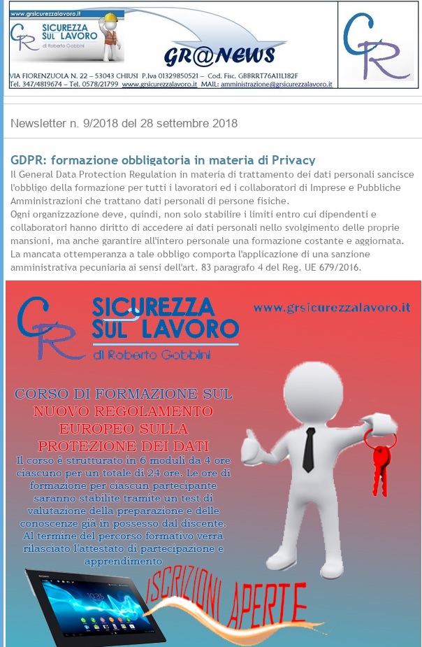newsletter settembre 2018